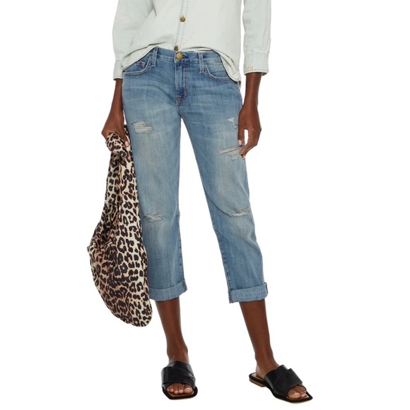 CURRENT/ELLIOTT The Boyfriend Cropped Distressed Boyfriend Jeans - Women’s Sz 26 - Picture 1 of 6